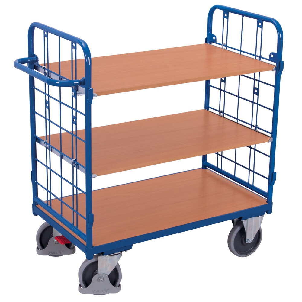 Produktabbildung Nr. 1: VARIOfit® Etagenwagen, 2 vergitterte Stirnwände, 2 Etagen, HxBxT 1180 mm x 1035 mm x 520 mm, enzianblau
