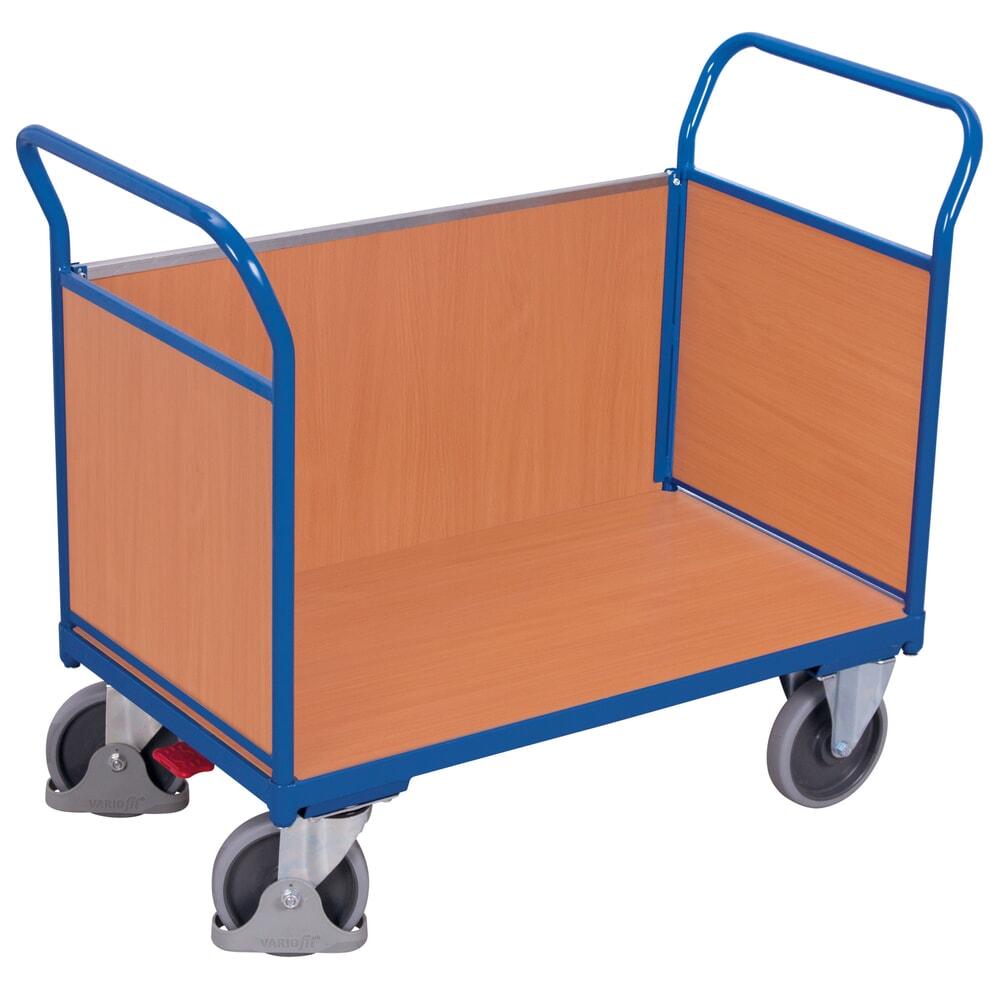 Produktabbildung Nr. 1: VARIOfit® Dreiwand-Magazinwagen, Holzwerkstoffplatten, HxBxT 975 mm x 1040 mm x 500 mm, enzianblau