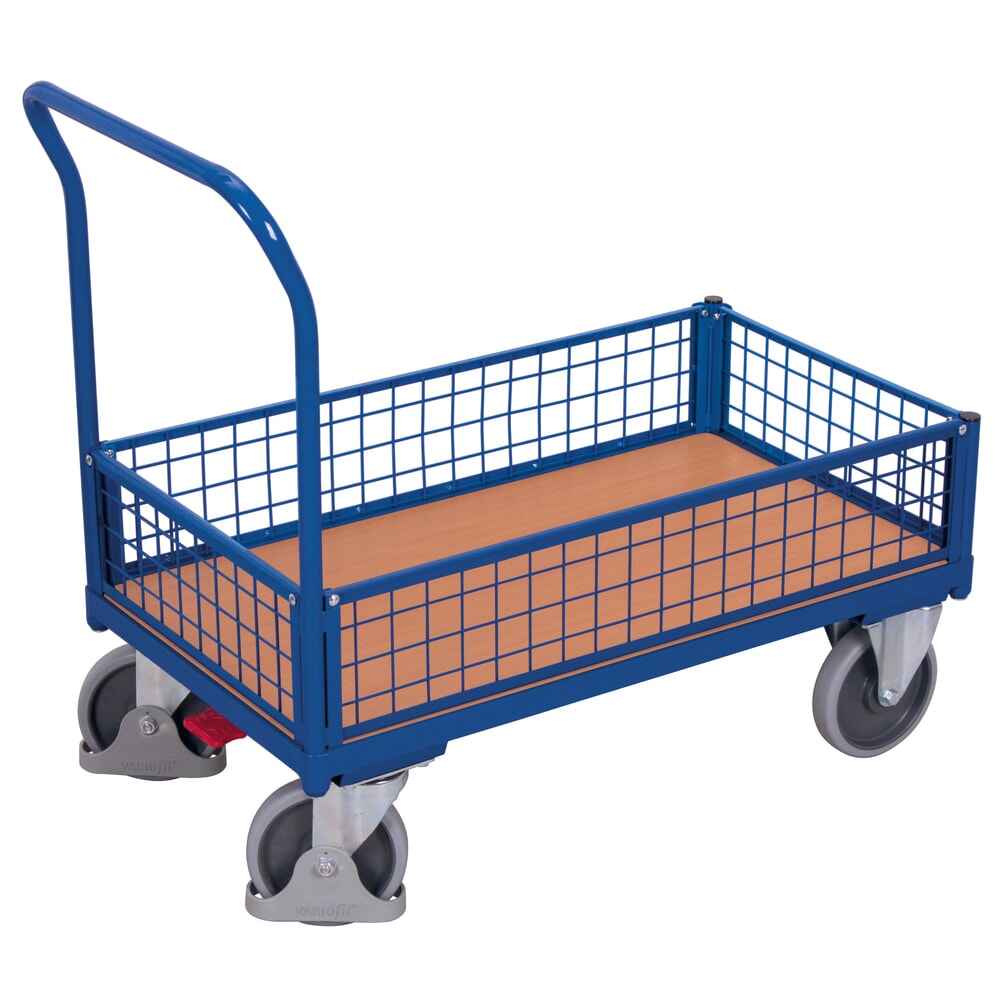 Produktabbildung Nr. 1: VARIOfit® Kasten-Magazinwagen, Drahtgitterwände, HxBxT 975 mm x 975 mm x 500 mm, enzianblau