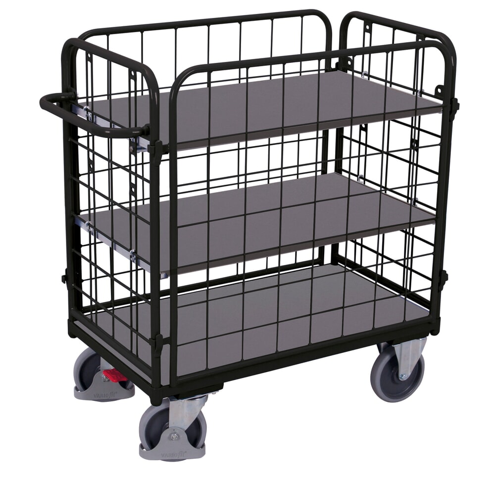 Produktabbildung Nr. 1: VARIOfit® Etagenwagen, 4 Gitterwände, 2 Etagen, HxBxT 1180 mm x 1040 mm x 540 mm, anthrazitgrau