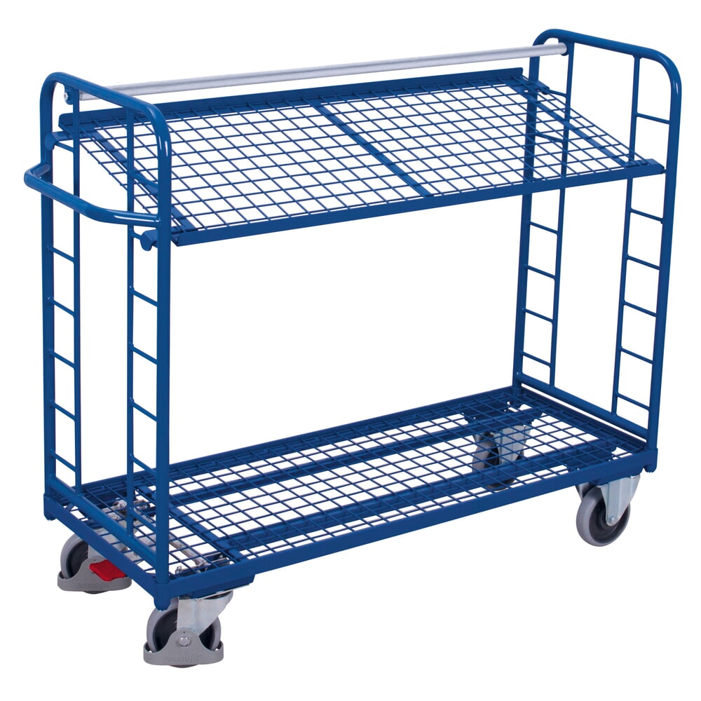 Produktabbildung Nr. 1: VARIOfit® Montagewagen, Drahtgitterböden, 2 Etagen, HxBxT 1235 mm x 1510 mm x 550 mm, enzianblau