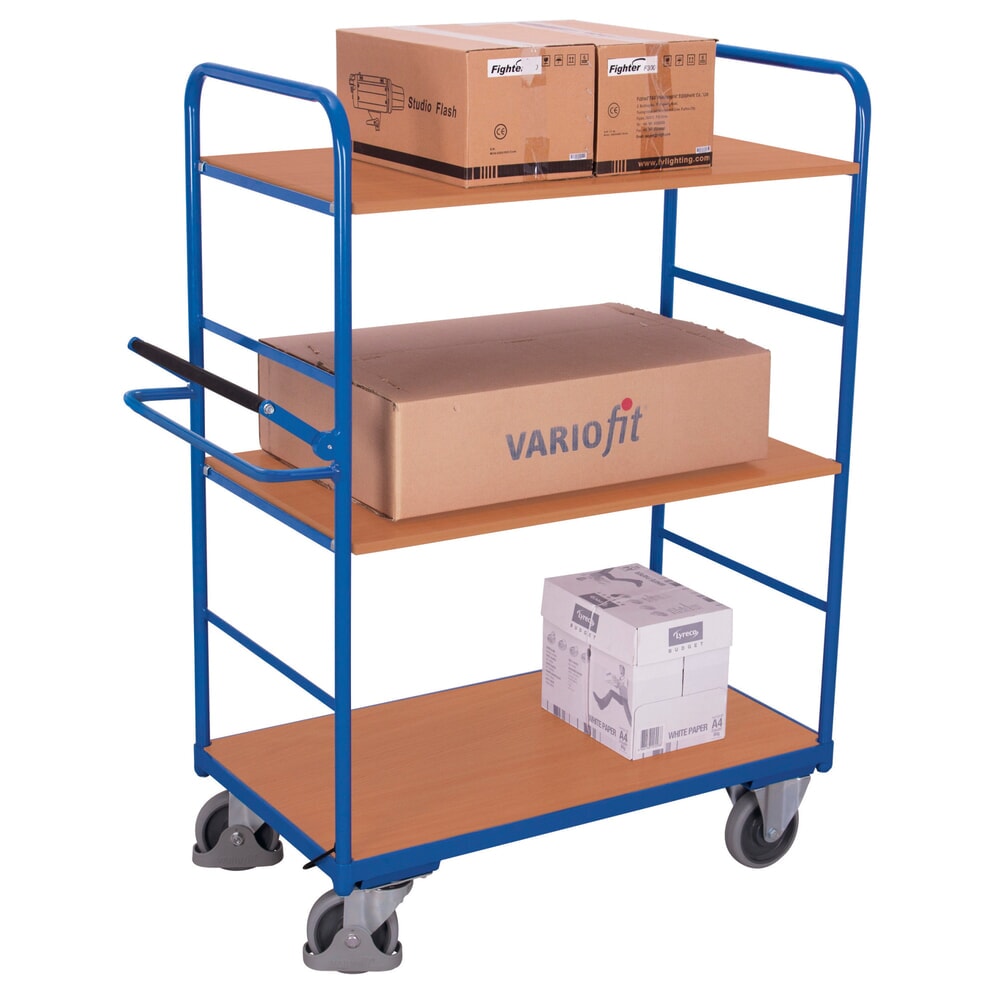 Produktabbildung Nr. 3: VARIOfit® Etagenwagen, Totmannbremse, 2 Etagen, HxBxT 1530 mm x 1195 mm x 600 mm, enzianblau