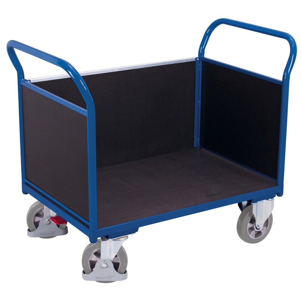Produktabbildung Nr. 1: VARIOfit® Dreiwand-Magazinwagen, Siebdruckplatte, HxBxT 1015 mm x 1195 mm x 700 mm, enzianblau