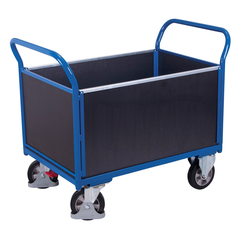 Produktabbildung Nr. 1: VARIOfit® Vierwandwagen, Siebdruckplatte, Tragfähigkeit 1000 kg, HxBxT 1015 mm x 1195 mm x 700 mm, enzianblau