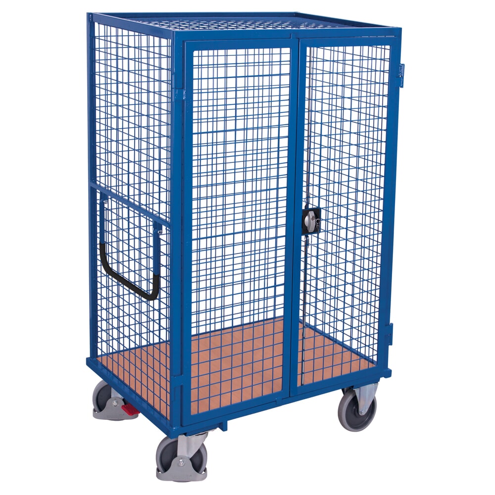 Produktabbildung Nr. 1: VARIOfit® Etagenwagen, abschließbare Doppelflügeltür, Drahtgitterwände, 1 Boden, HxBxT 1810 mm x 1115 mm x 730 mm, enzianblau