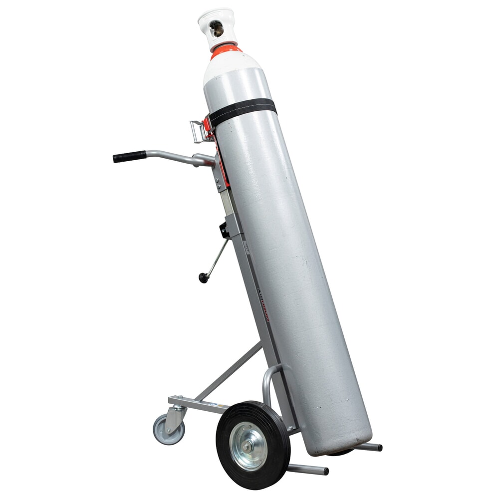 Produktabbildung Nr. 1: Manuvit Gasflaschenkarre mit Winde, Gurtband, Tragfähigkeit 150 kg, Flaschendurchmesser bis 300 mm