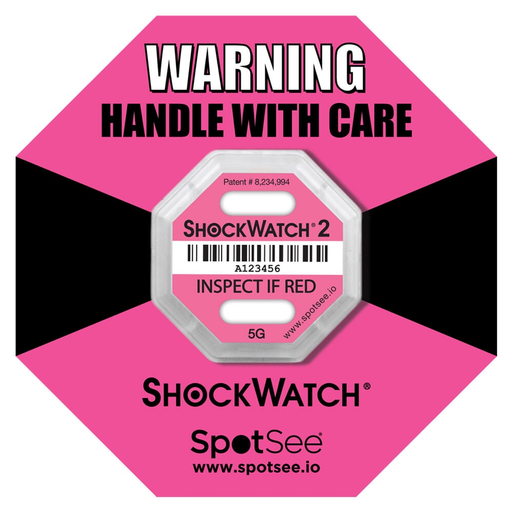 Produktabbildung: Shockwatch®2 Stoßindikator, für Transportgüter bis 14 Tonnen, pink, Empfindlichkeit 5 g