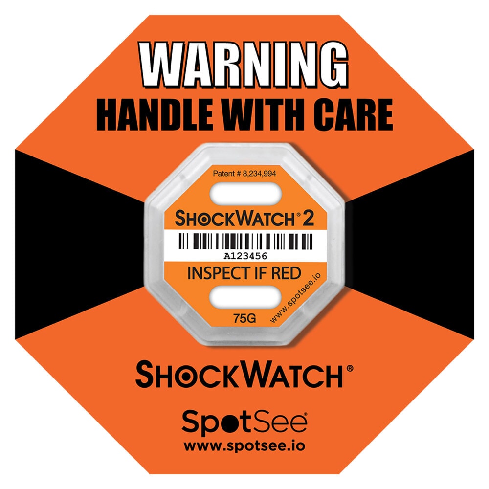 Produktabbildung: Shockwatch®2 Stoßindikator, für Transportgüter bis 14 Tonnen, orange, Empfindlichkeit 75 g