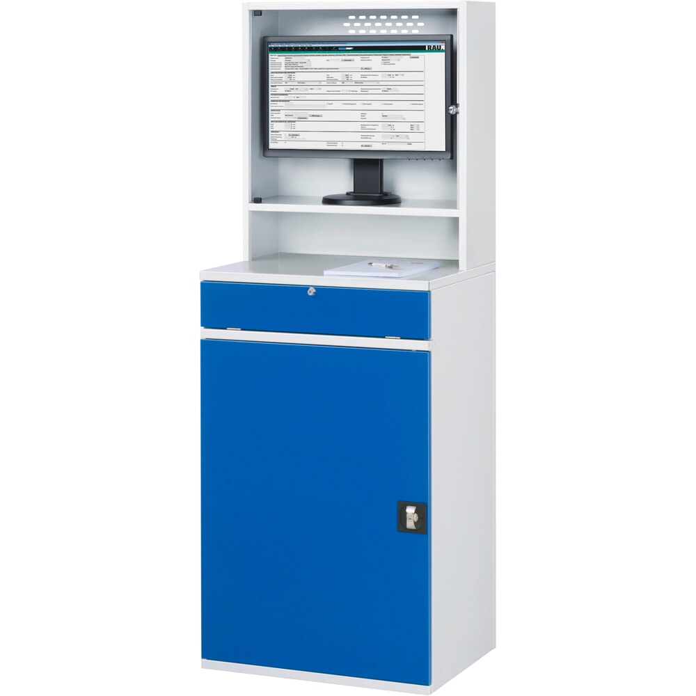 Produktabbildung: Steinbock® Computerschrank Selection, stationär, HxBxT 1770 x 650 x 520 mm, enzianblau