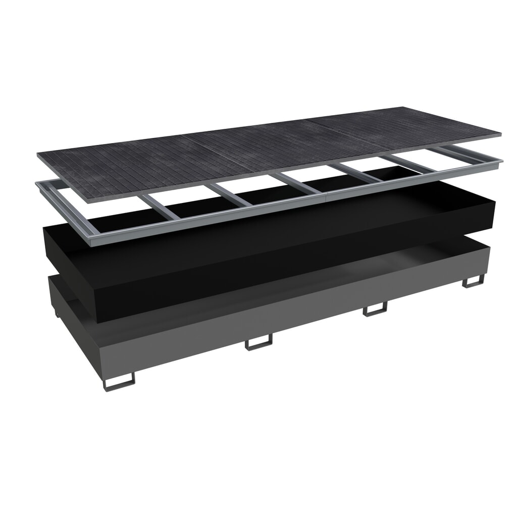 Produktabbildung Nr. 2: Bauer® Stahl-Auffangwanne RW-GR 3600-3 PE, lackiert, mausgrau