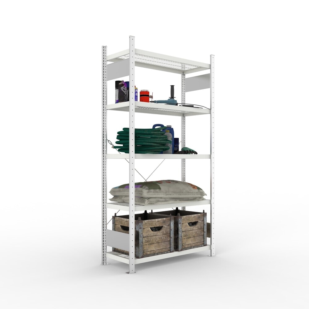 Produktabbildung: META Fachbodenregal CLIP S3 Grundfeld, Fachlast 150 kg, 5 Drahtgitterböden, verzinkt, HxBxT 2000 mm x 1000 mm x 400 mm