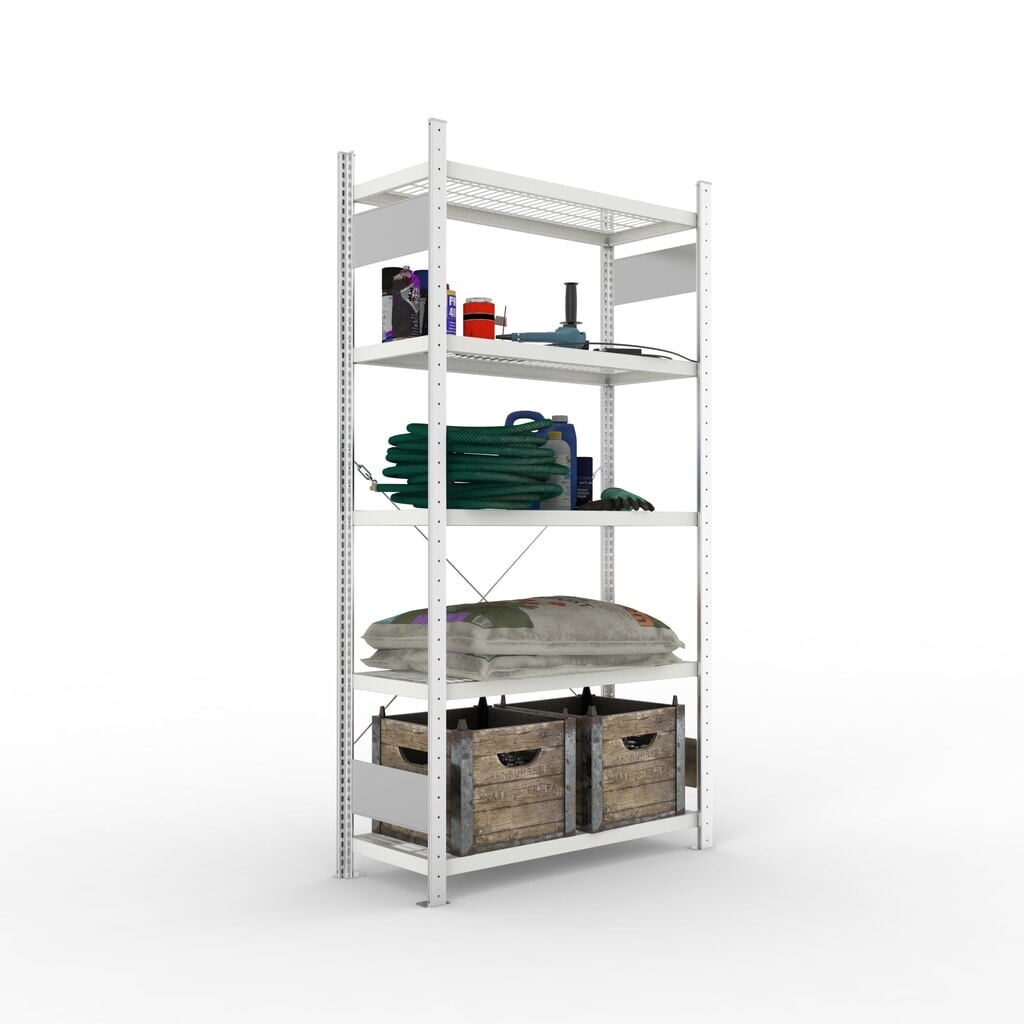Produktabbildung: META Fachbodenregal CLIP S3 Grundfeld, Fachlast 150 kg, 5 Drahtgitterböden, verzinkt, HxBxT 2000 mm x 1000 mm x 400 mm