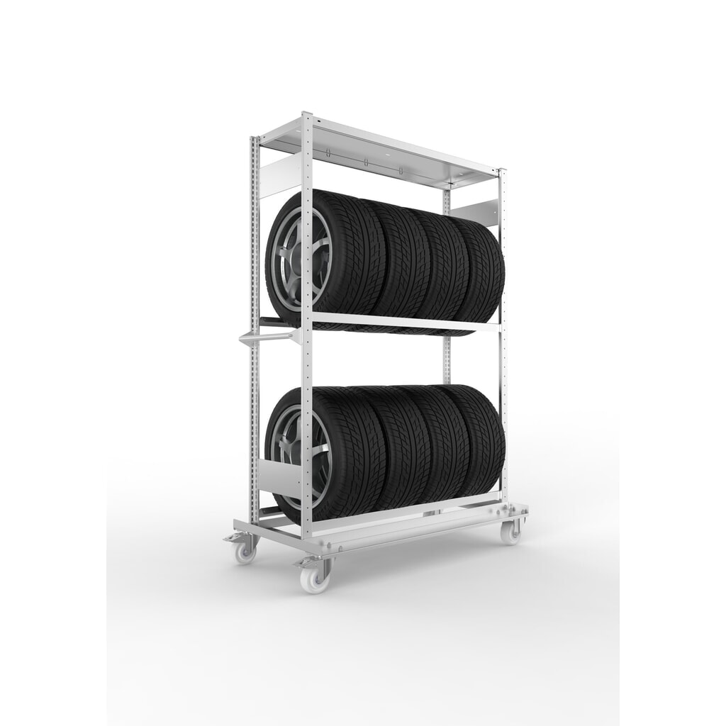 META Reifenwagen CLIP, 2 Lagerebenen, verzinkt, HxBxT 1850 mm x 1300 mm x 400 mm Produktabbildung: META Reifenwagen CLIP, 2 Lagerebenen, verzinkt, HxBxT 1850 mm x 1300 mm x 400 mm