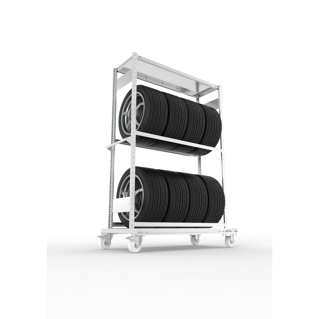 META Reifenwagen CLIP, 2 Lagerebenen, verzinkt, HxBxT 1850 mm x 1300 mm x 400 mm Produktabbildung Nr. 2: META Reifenwagen CLIP, 2 Lagerebenen, verzinkt, HxBxT 1850 mm x 1300 mm x 400 mm