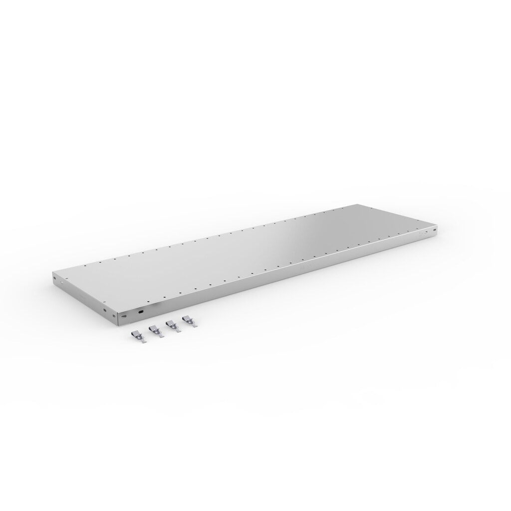 Fachboden für META Fachbodenregal CLIP S3, 150 kg Fachlast, verzinkt, BxT 1300 mm x 400 mm Produktabbildung: Fachboden für META Fachbodenregal CLIP S3, 150 kg Fachlast, verzinkt, BxT 1300 mm x 400 mm