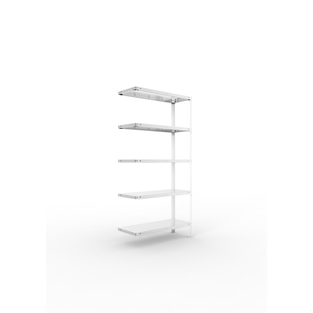 META Fachbodenregal FIX Anbaufeld, Fachlast 150 kg, 5 Fachböden, verzinkt, HxBxT 2000 mm x 1000 mm x 400 mm Produktabbildung: META Fachbodenregal FIX Anbaufeld, Fachlast 150 kg, 5 Fachböden, verzinkt, HxBxT 2000 mm x 1000 mm x 400 mm