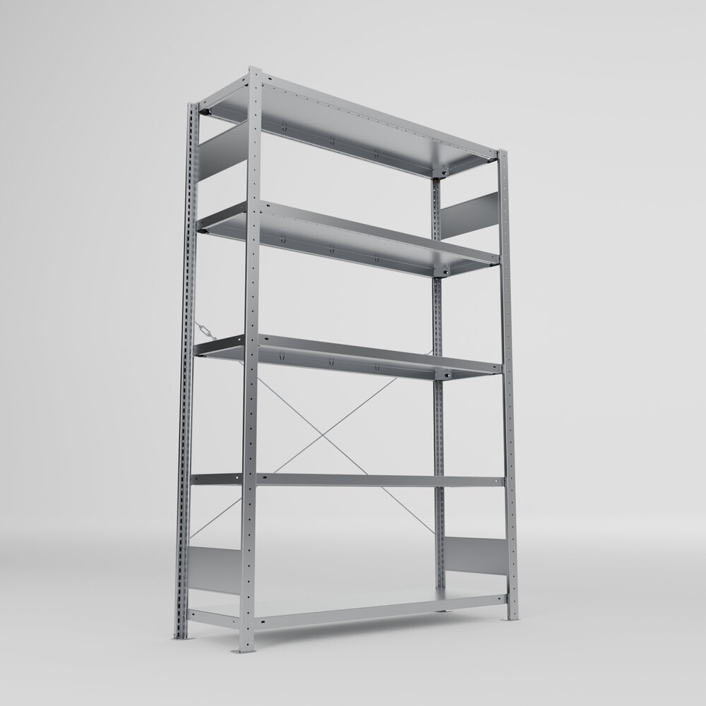 Produktabbildung Nr. 2: META Fachbodenregal CLIP S3 Grundfeld, Fachlast 150 kg, zerlegter Rahmen, 5 Fachböden, verzinkt, HxBxT 2000 mm x 1300 mm x 400 mm