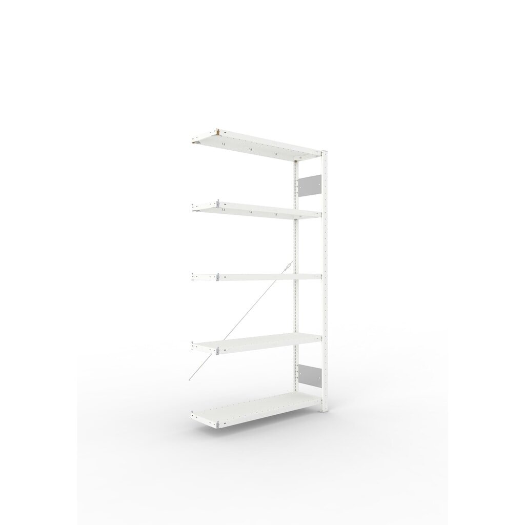 META Fachbodenregal CLIP S3 Anbaufeld, Fachlast 150 kg, zerlegter Rahmen, 5 Fachböden, lichtgrau, HxBxT 2000 mm x 1000 mm x 300 mm Produktabbildung: META Fachbodenregal CLIP S3 Anbaufeld, Fachlast 150 kg, zerlegter Rahmen, 5 Fachböden, lichtgrau, HxBxT 2000 mm x 1000 mm x 300 mm