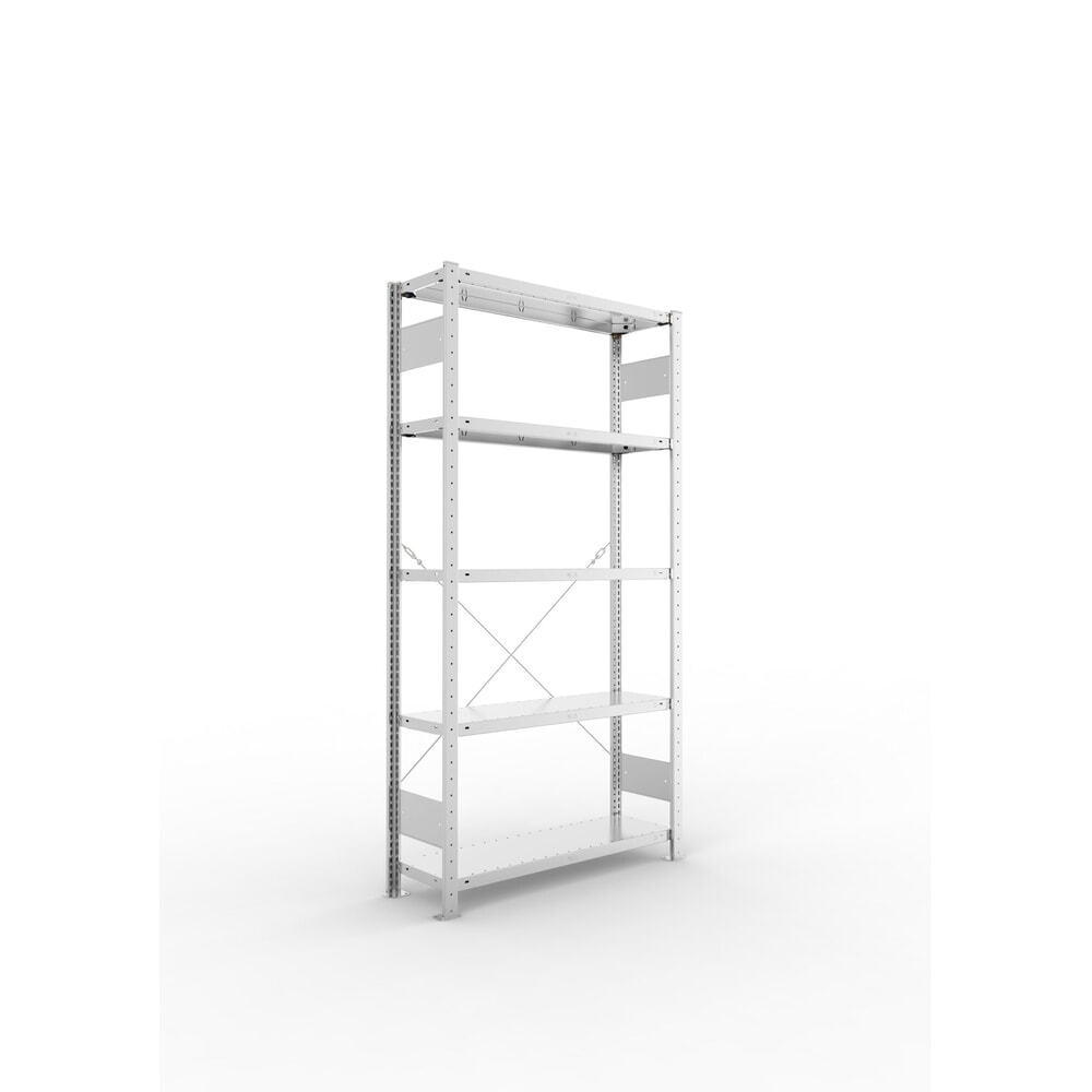 Produktabbildung: META Fachbodenregal CLIP S3 Grundfeld, Fachlast 150 kg, vorgefertigter Rahmen, 5 Fachböden, verzinkt, HxBxT 2000 mm x 1000 mm x 300 mm