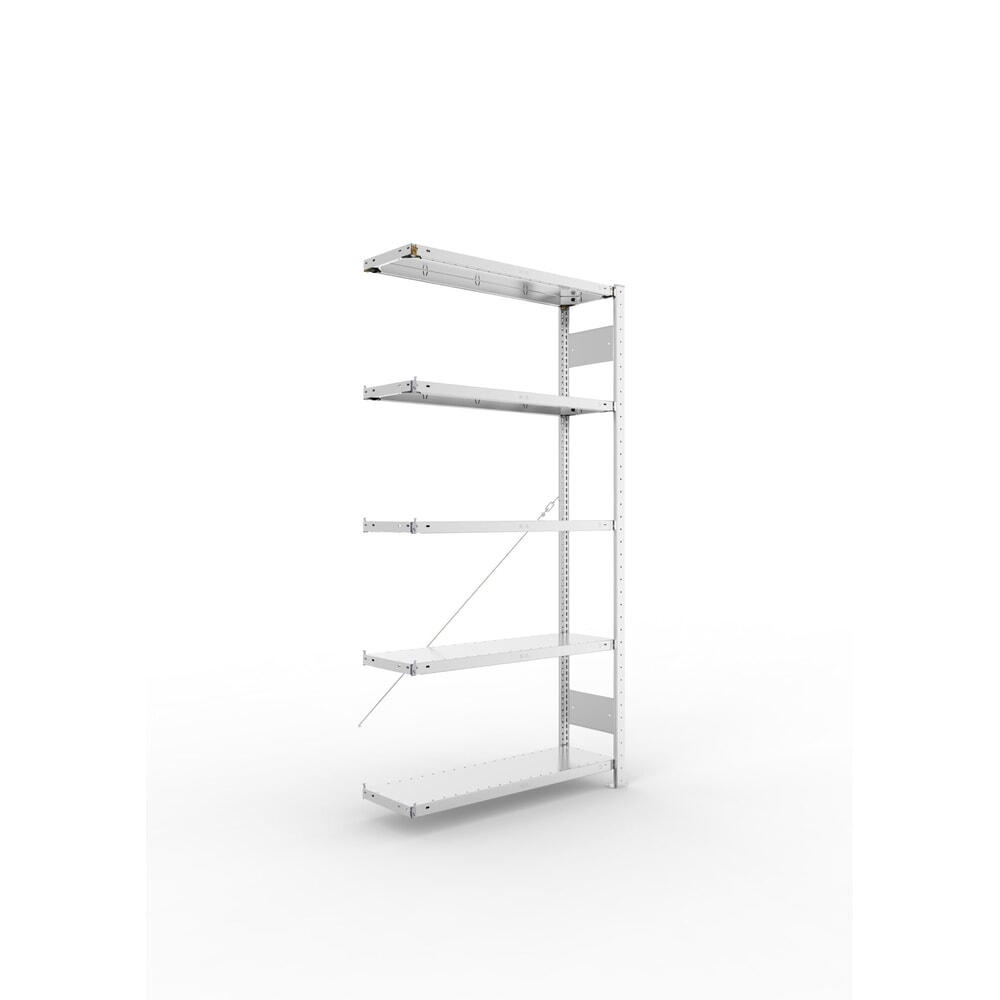 Produktabbildung: META Fachbodenregal CLIP S3 Anbaufeld, Fachlast 150 kg, vorgefertigter Rahmen, 5 Fachböden, verzinkt, HxBxT 2000 mm x 1000 mm x 300 mm