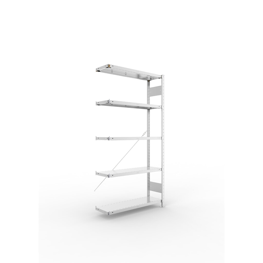 Produktabbildung: META Fachbodenregal CLIP S3 Anbaufeld, Fachlast 150 kg, vorgefertigter Rahmen, 5 Fachböden, verzinkt, HxBxT 2000 mm x 1000 mm x 300 mm