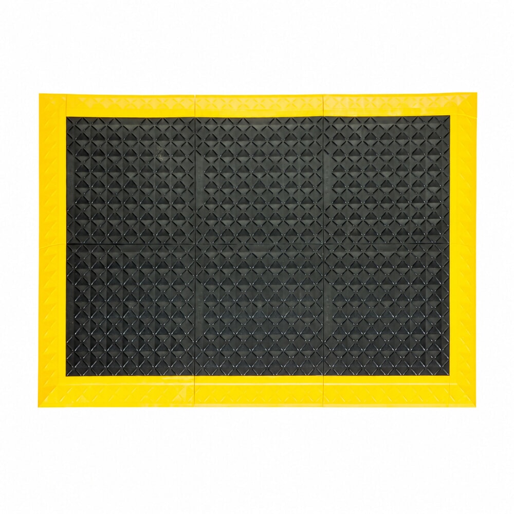 Produktabbildung Nr. 2: REBOURNE® Industriematte H8, antimikrobiell, Arbeitsplatz-Set mit 4 Randleisten, gelb, BxL 1220 mm x 1580 mm
