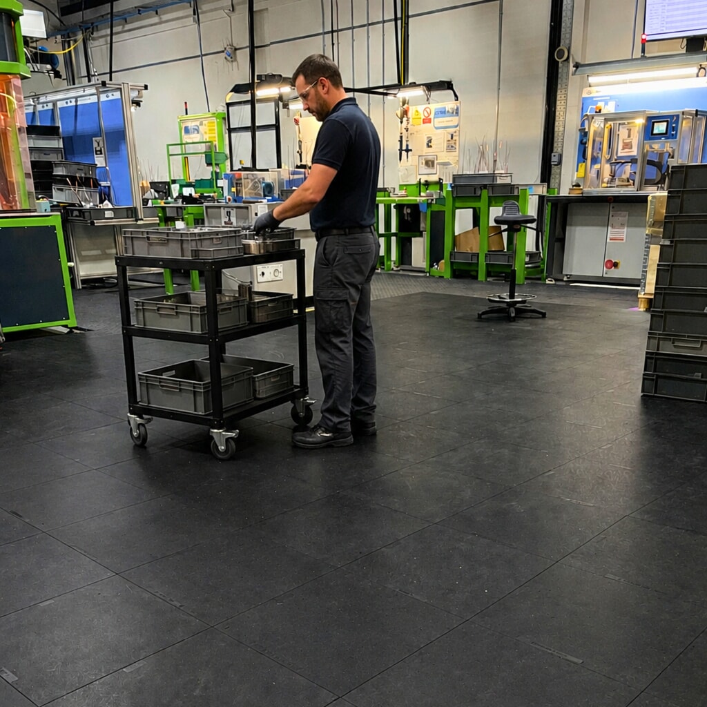 REBOURNE® Anti-Ermüdungsmatte H6, glatte Oberfläche, modulare Kachel, BxL 460 mm x 460 mm Produktabbildung: REBOURNE® Anti-Ermüdungsmatte H6, glatte Oberfläche, modulare Kachel, BxL 460 mm x 460 mm