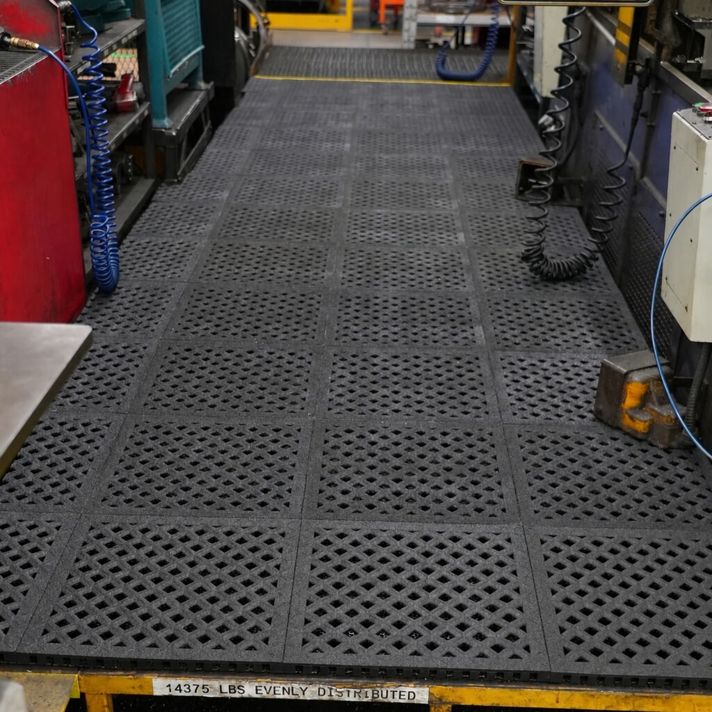 REBOURNE® Anti-Ermüdungsmatte H4, Antirutsch, gelochte Oberfläche, modulare Kachel, BxL 460 mm x 460 mm Produktabbildung Nr. 2: REBOURNE® Anti-Ermüdungsmatte H4, Antirutsch, gelochte Oberfläche, modulare Kachel, BxL 460 mm x 460 mm