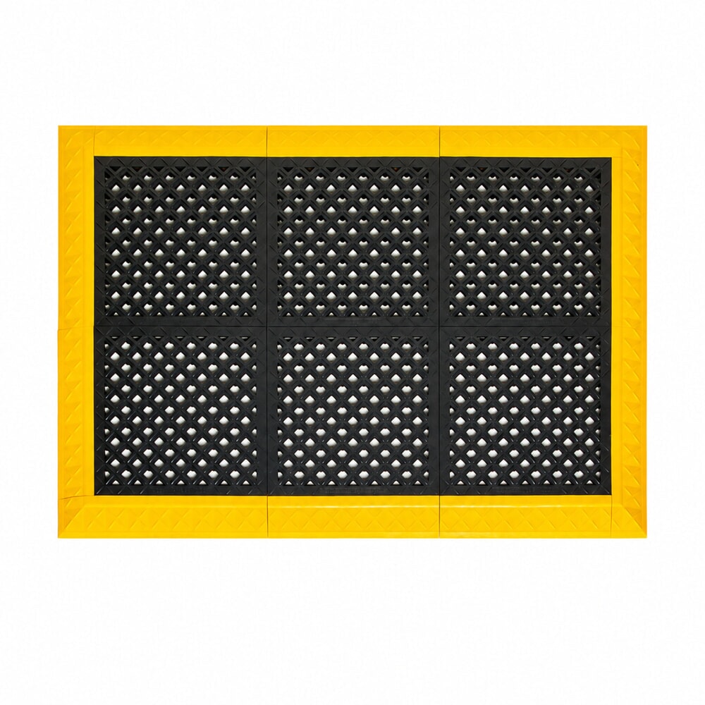 Produktabbildung Nr. 2: REBOURNE® Anti-Ermüdungsmatte H2, hochbelastbar, gelochte Oberfläche, Arbeitsplatz-Set mit 4 Randleisten, BxL 1220 mm x 1580 mm