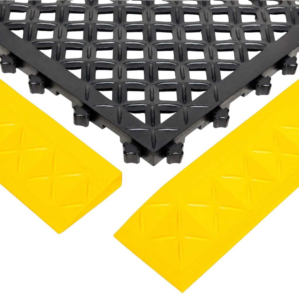 Produktabbildung Nr. 4: REBOURNE® Anti-Ermüdungsmatte H2, hochbelastbar, gelochte Oberfläche, Arbeitsplatz-Set mit 4 Randleisten, BxL 1120 mm x 1120 mm