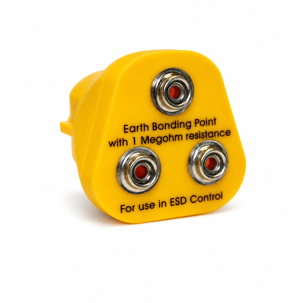 EU-Erdungsstecker für REBOURNE® ESD-Tischauflagen Produktabbildung Nr. 1: EU-Erdungsstecker für REBOURNE® ESD-Tischauflagen