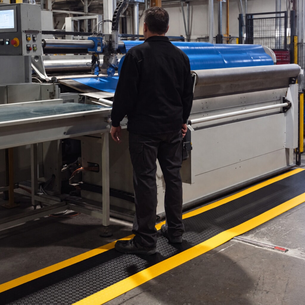 Produktabbildung Nr. 3: REBOURNE® Anti-Ermüdungsmatte W2, für Standzeit bis 8 Stunden, Raute, schwarz/gelb, BxL 600 mm x 910 mm