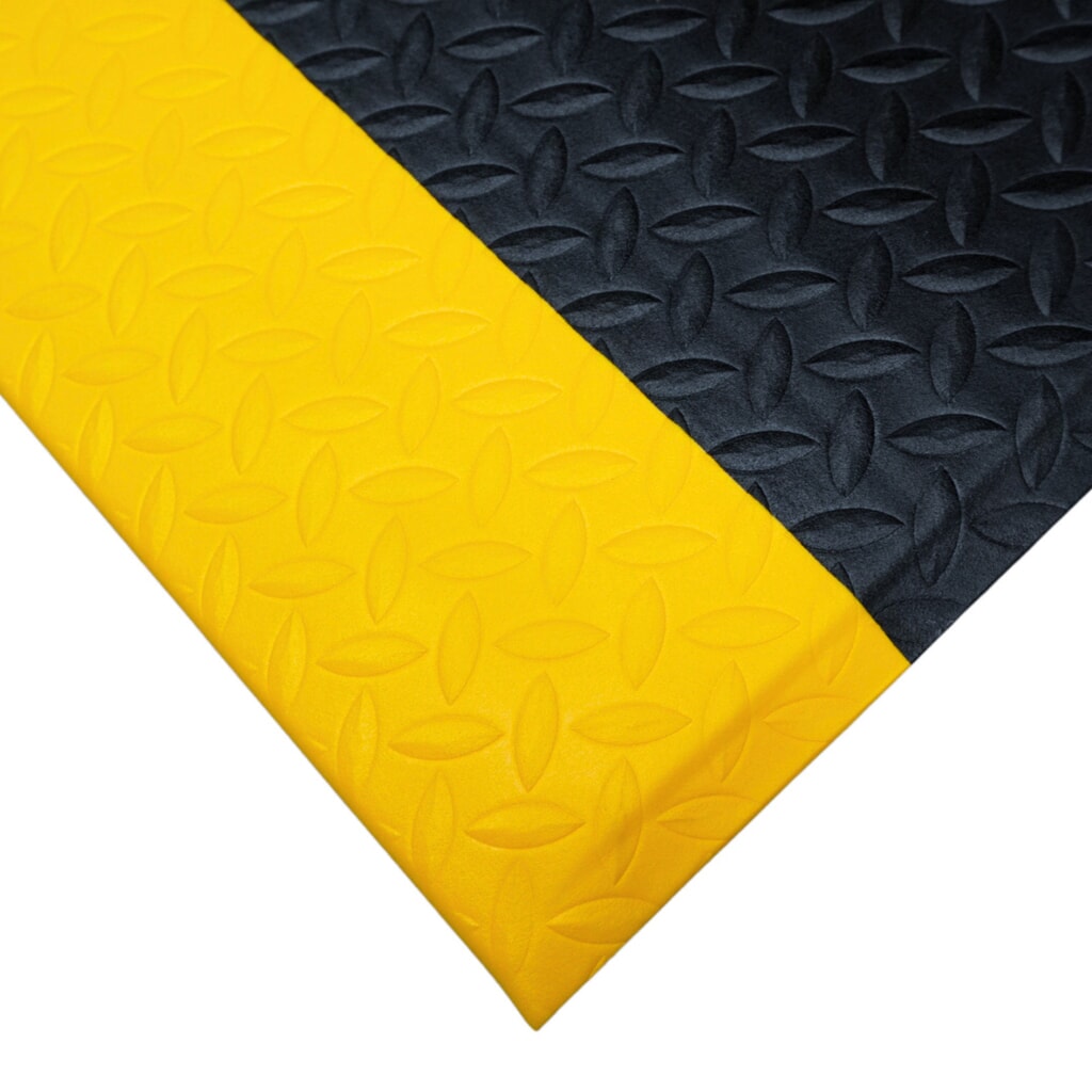 Produktabbildung: REBOURNE® Anti-Ermüdungsmatte W2, für Standzeit bis 8 Stunden, Raute, schwarz/gelb, laufender Meter, Breite 600 mm