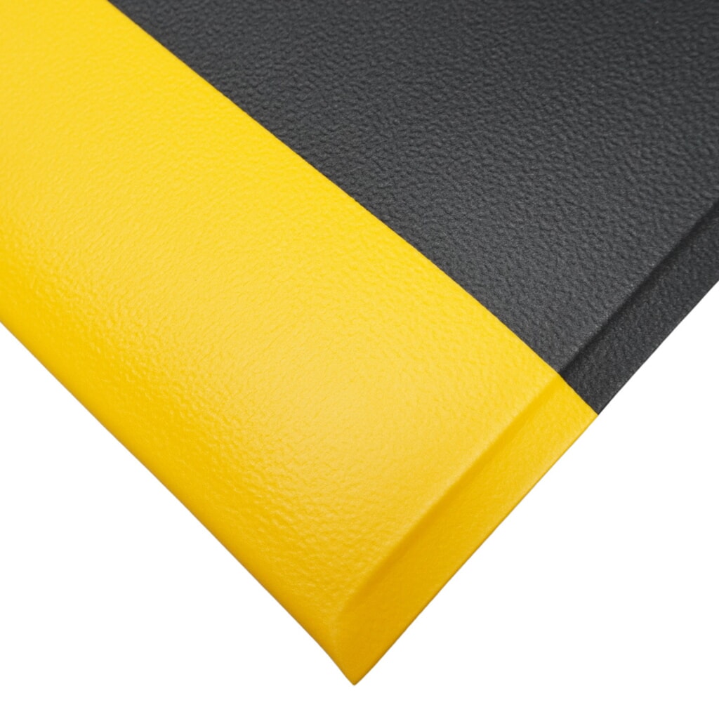 REBOURNE® Anti-Ermüdungsmatte W1, für Standzeit bis 3 Stunden, Elefantenhaut, schwarz/gelb, BxL 910 mm x 1200 mm Produktabbildung: REBOURNE® Anti-Ermüdungsmatte W1, für Standzeit bis 3 Stunden, Elefantenhaut, schwarz/gelb, BxL 910 mm x 1200 mm