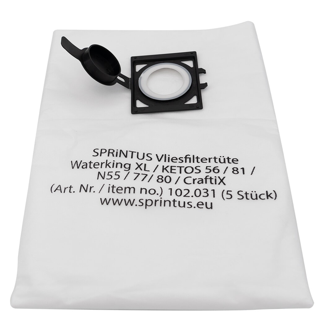 Vliesfiltertüten für SPRiNTUS Industriesauger, Volumen 35 Liter, 5 Stk/VE Produktabbildung: Vliesfiltertüten für SPRiNTUS Industriesauger, Volumen 35 Liter, 5 Stk/VE