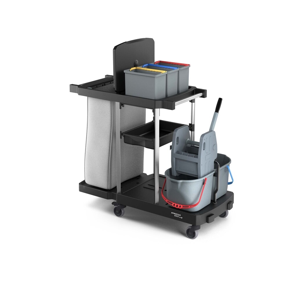 Produktabbildung Nr. 1: SPRiNTUS Reinigungswagen VARIX ZERO Compact ODP, 3 x 7-l-Eimer, 2 x 15-l-Eimer, 1 x Regalboden, 1 x 10-l-Schublade