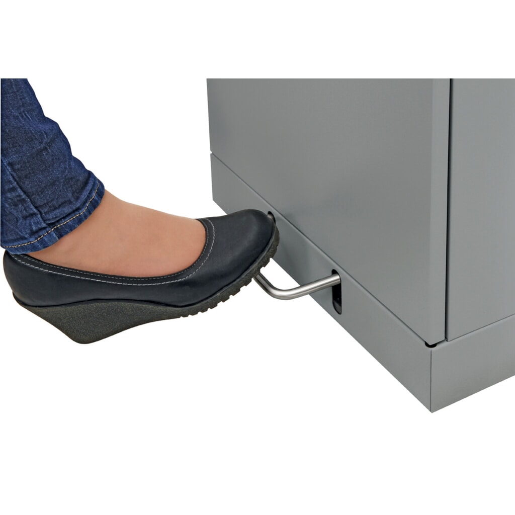 stumpf® Wertstoffsammler mit Fußpedal, inkl. Innenbehälter, Stahlblech, verzinkt, 45 Liter, graualuminium Produktabbildung Nr. 9: stumpf® Wertstoffsammler mit Fußpedal, inkl. Innenbehälter, Stahlblech, verzinkt, 45 Liter, graualuminium