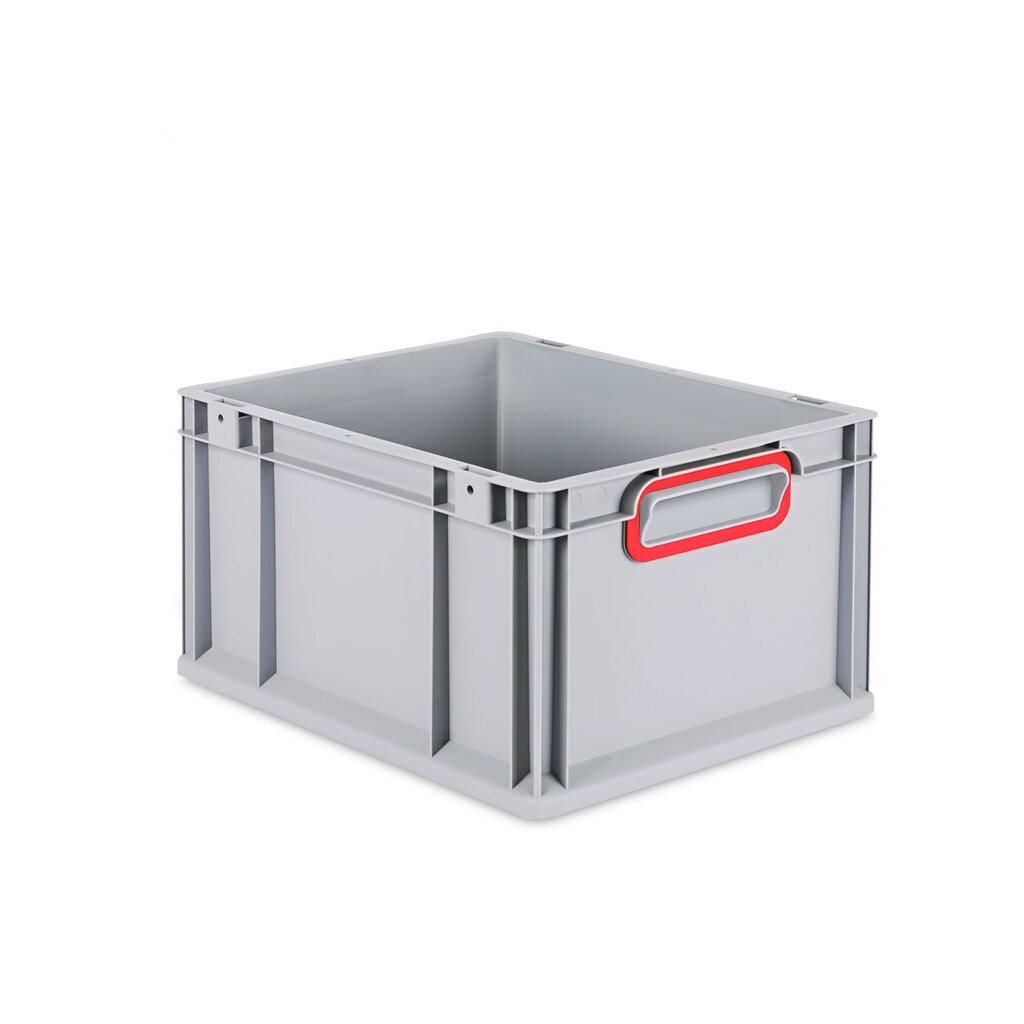 Produktabbildung: Allit Eurobox, mit roten Griffmulden, HxBxT 220 x 400 x 300 mm, 20 Liter