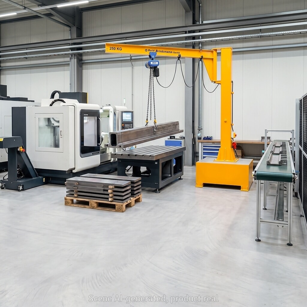 Brinkmann mobiler Säulenschwenkkran mit Stahl Ausleger, ABUS Kettenzug, Tragfähigkeit 160 kg, Ausladung 2 m Produktabbildung Nr. 9: Brinkmann mobiler Säulenschwenkkran mit Stahl Ausleger, ABUS Kettenzug, Tragfähigkeit 160 kg, Ausladung 2 m