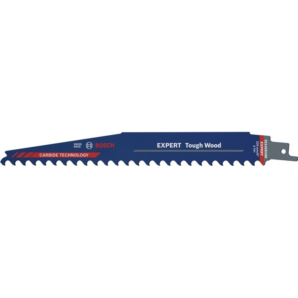 Produktabbildung: BOSCH Säbelsägeblatt Expert Tough Wood, Zahnteilung TPI 3 8,5 mm, Länge 225 mm Breite 25 mm, 10 Stück / Karte, S-Schaft