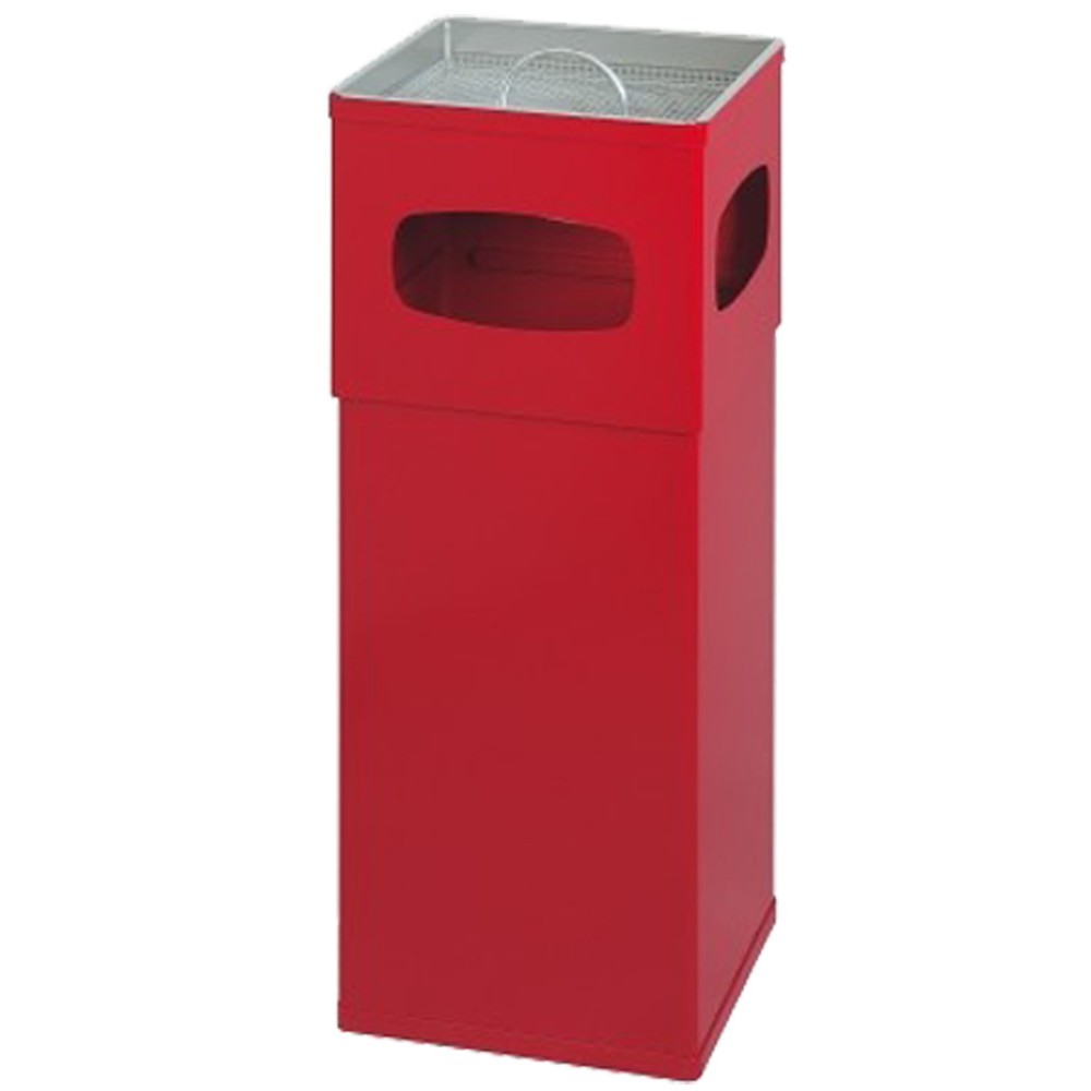 Produktabbildung: Ascher-Abfall-Kombination aus Aluminium, quadratisch, 50 Liter, rot