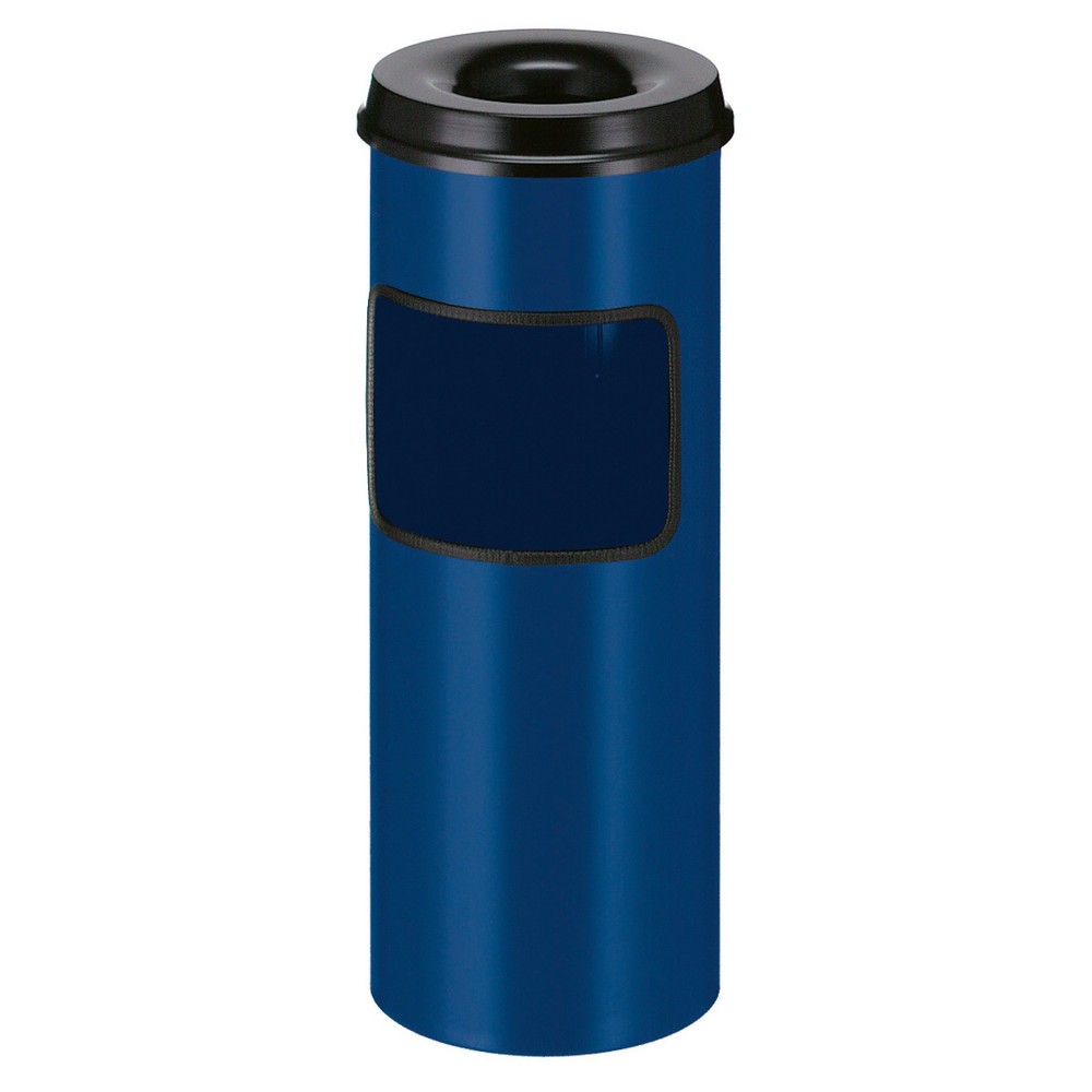 Produktabbildung: Ascher-Abfall-Kombination aus Stahl, mit Löscher, rund, 30 Liter, blau/schwarz