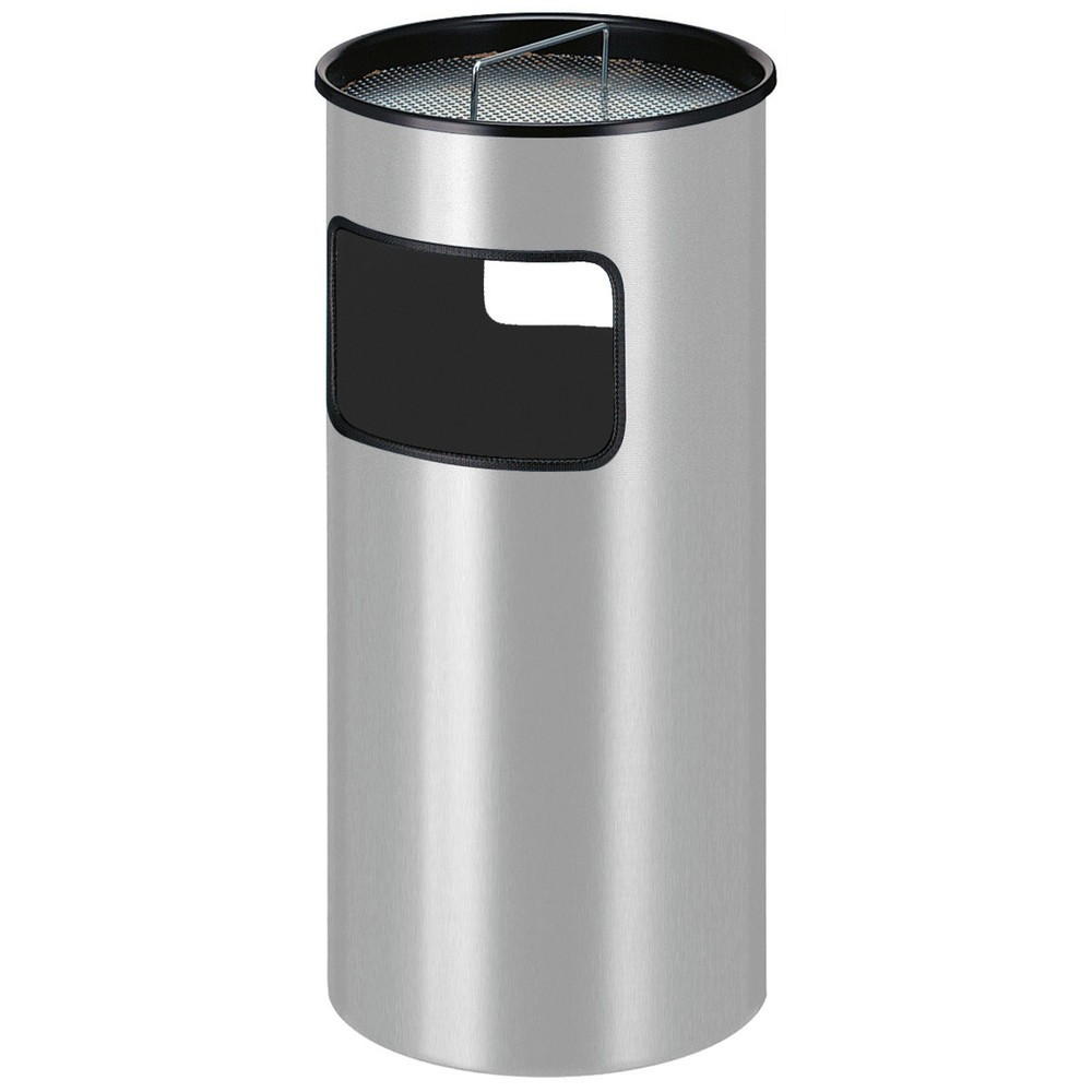 Produktabbildung: Ascher-Abfall-Kombination, mit Stahl-Inneneimer, rund, 50 Liter, aluminiumgrau