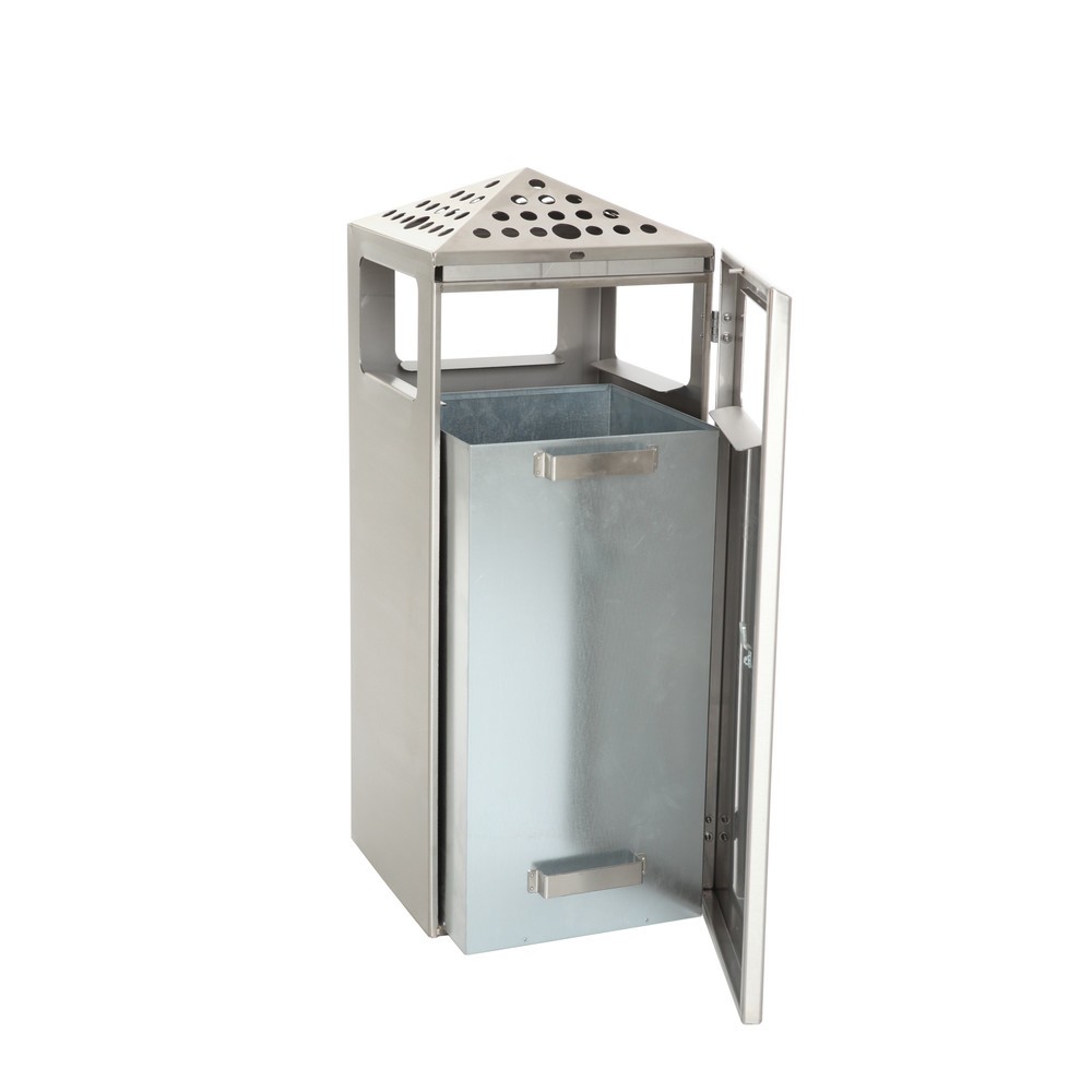 Produktabbildung Nr. 5: Ascher-Abfall-Kombination Pyramide, quadratisch, Basisbehälter aus Edelstahl, 70 Liter