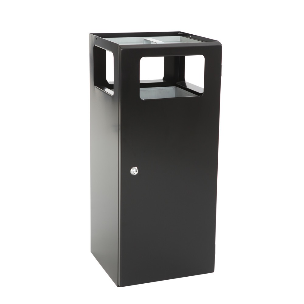Produktabbildung: Ascher-Abfall-Kombination Pyramide, quadratisch, Basisbehälter aus Edelstahl, 70 Liter, schwarz