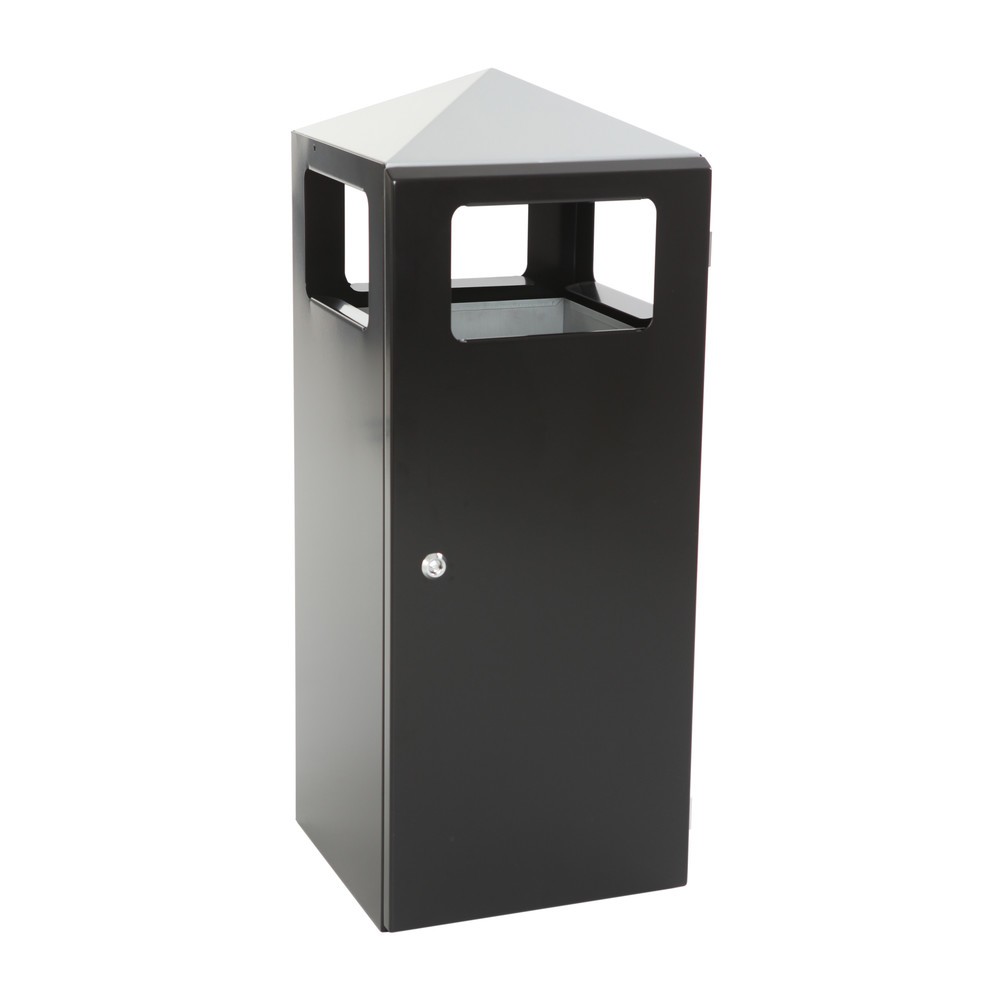 Produktabbildung Nr. 2: Ascher-Abfall-Kombination Pyramide, quadratisch, Basisbehälter aus Edelstahl, 70 Liter, schwarz