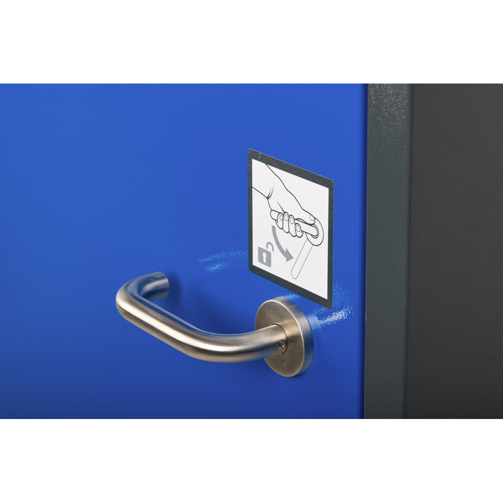 asecos® Akku-Sicherheitsschrank Typ 90 für Lithium-Ionen-Batterien ION-CORE-CHARGE, HxBxT 1.953 x 599 x 615 mm, 4x isolierte Fachböden, 2x Steckdosenleiste (EU-Ausführung), 1x Bodenauffangwanne Produktabbildung Nr. 4: asecos® Akku-Sicherheitsschrank Typ 90 für Lithium-Ionen-Batterien ION-CORE-CHARGE, HxBxT 1.953 x 599 x 615 mm, 4x isolierte Fachböden, 2x Steckdosenleiste (EU-Ausführung), 1x Bodenauffangwanne