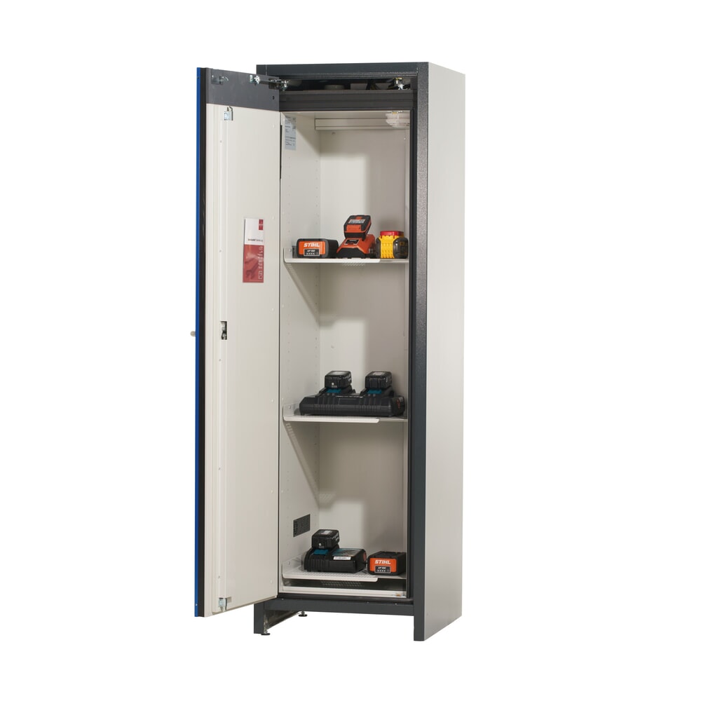 Produktabbildung Nr. 5: asecos® Akku-Sicherheitsschrank Typ 90 für Lithium-Ionen-Batterien ION-CORE-STORE, HxBxT 1.953 x 599 x 615 mm, 3x gelochte Fachböden, 1x Bodenauffangwanne