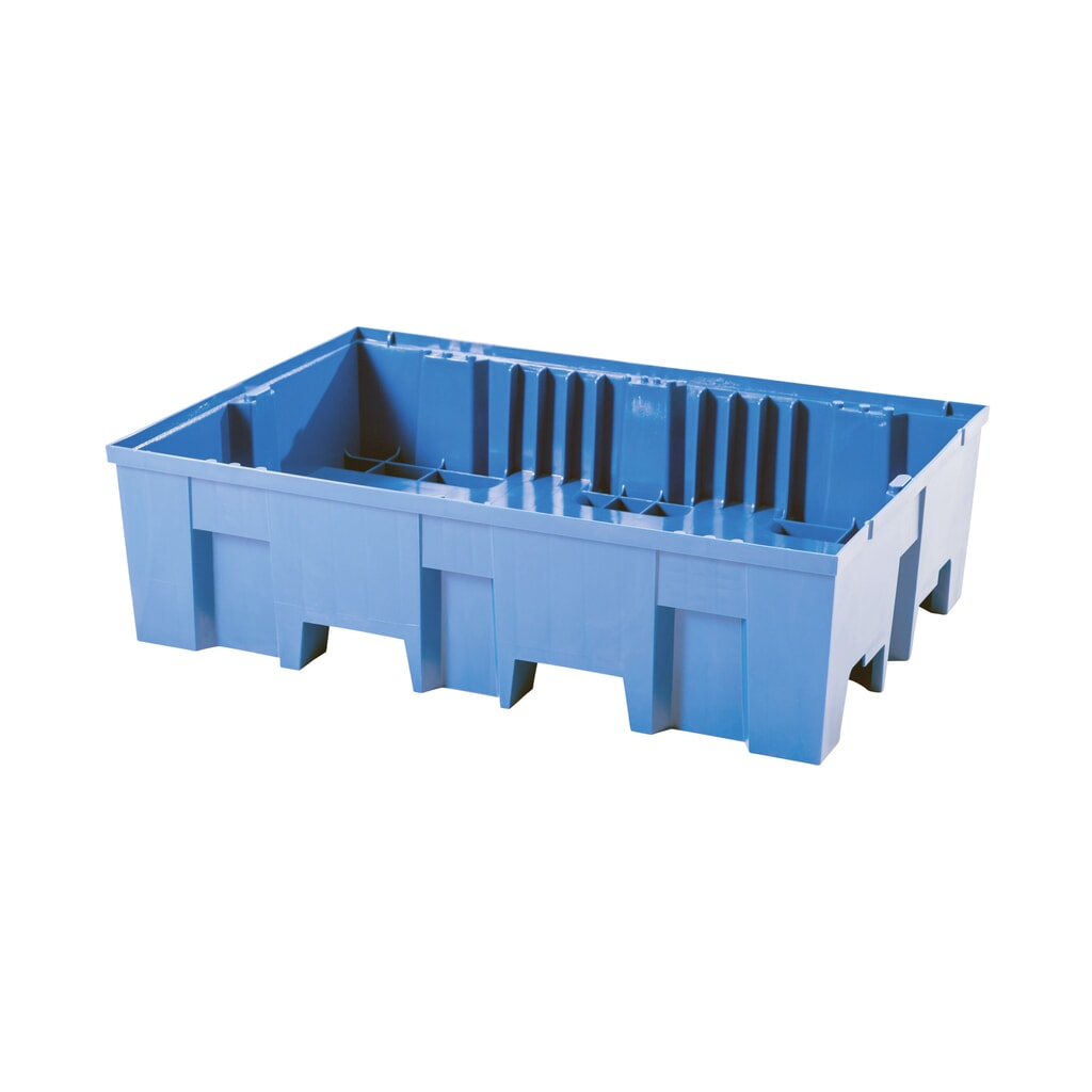 asecos® Auffangwanne aus PE mit Einfahrtaschen, 1x 200 l, HxBxT 350 x 865 x 1.245 mm, ohne Gitterrost Produktabbildung Nr. 1: asecos® Auffangwanne aus PE mit Einfahrtaschen, 1x 200 l, HxBxT 350 x 865 x 1.245 mm, ohne Gitterrost
