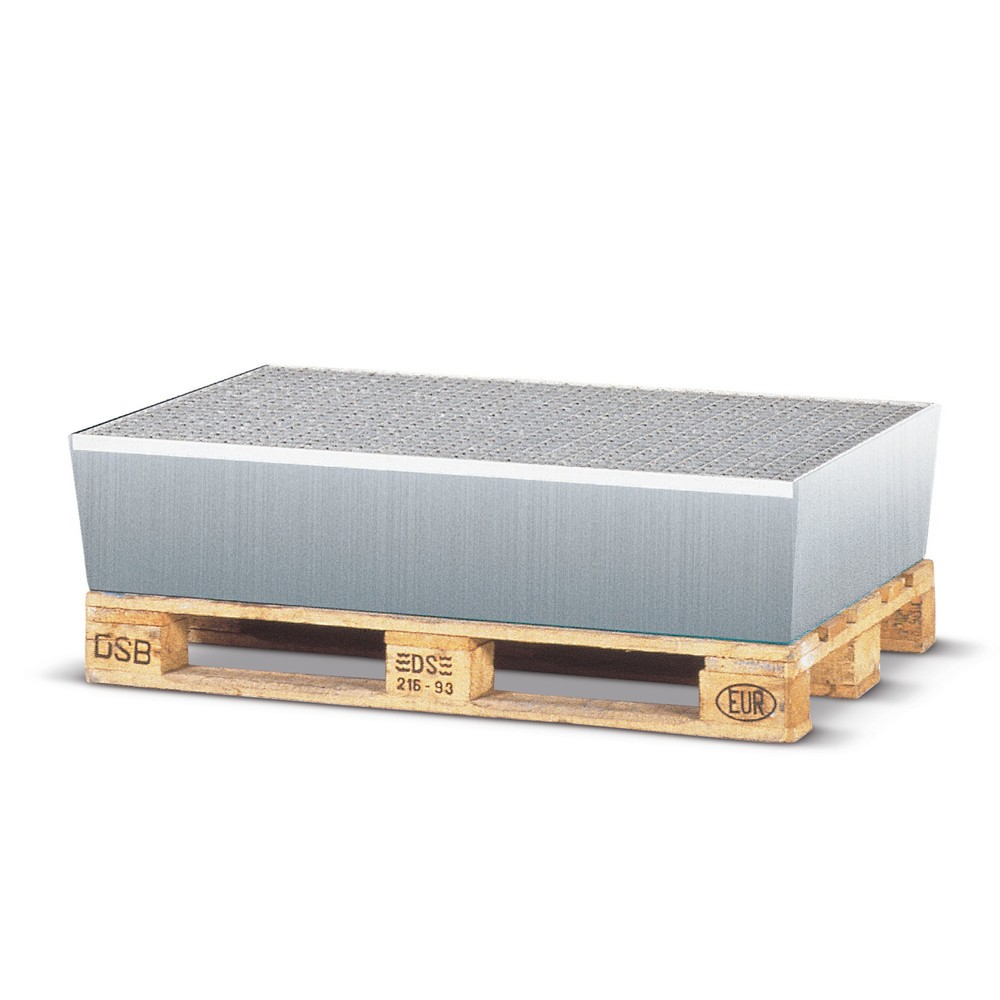 Produktabbildung: asecos® Auffangwanne aus Stahl, HxBxT 250 x 815 x 1.240 mm, 2x 200 l, verzinkt